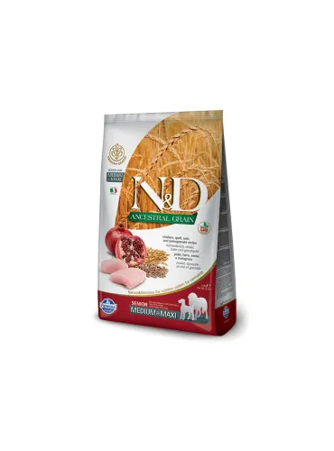 Farmina ned low grain cane senior medio maxi farro avena pollo e melograno 12 kg