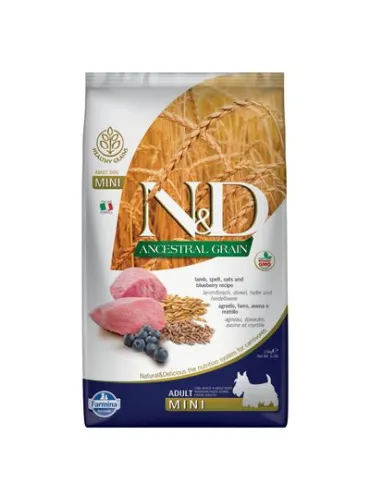 Farmina ned low grain cane mini farro avena agnello mirtillo 800 gr