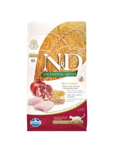 Farmina ned low grain gatto neutered farro avena pollo melograno 5 kg