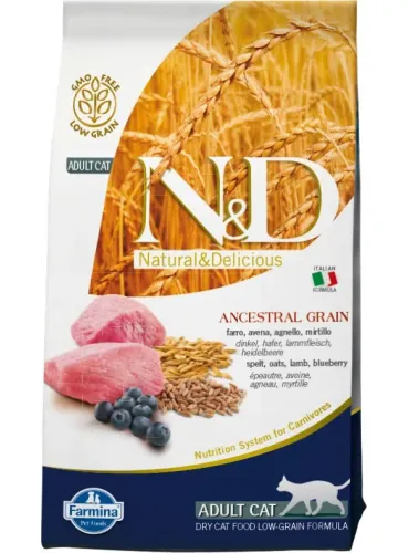 Farmina ned low grain gatto farro avena agnello e mirtillo 300 gr