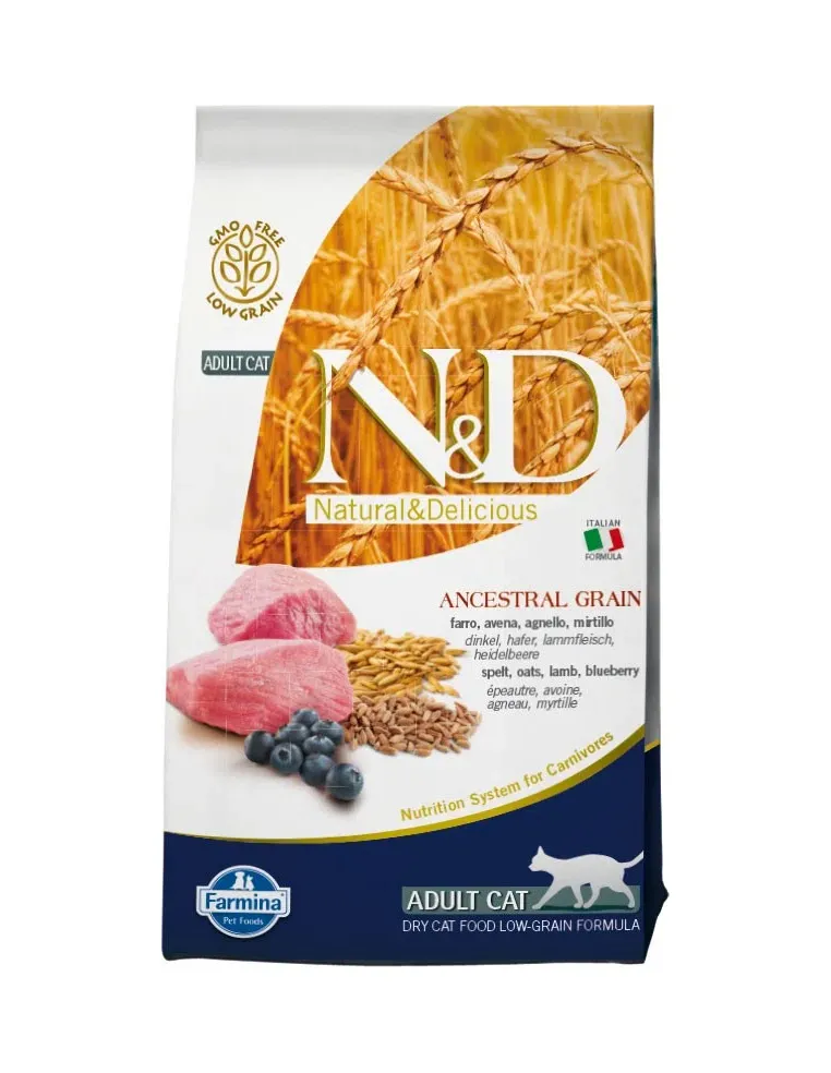 Farmina ned low grain gatto farro avena agnello e mirtillo 300 gr