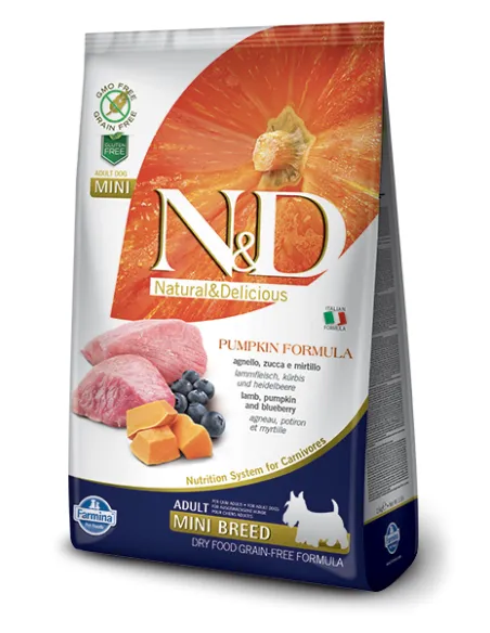 Farmina ned pumpkin grain free adult mini agnello zucca e mirtillo 800 gr
