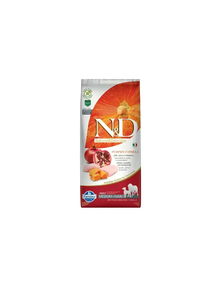 Farmina ned pumpkin grain free adult medio maxi pollo zucca e melograno 12 kg