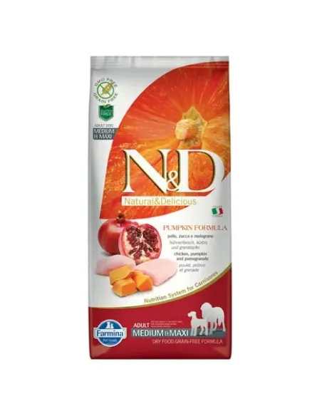 Farmina ned pumpkin grain free adult medio maxi pollo zucca e melograno 12 kg