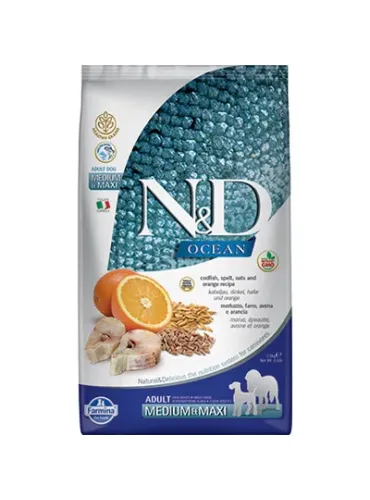 Farmina ned ocean low grain cane mini merluzzo farro avena e arancia 7 kg