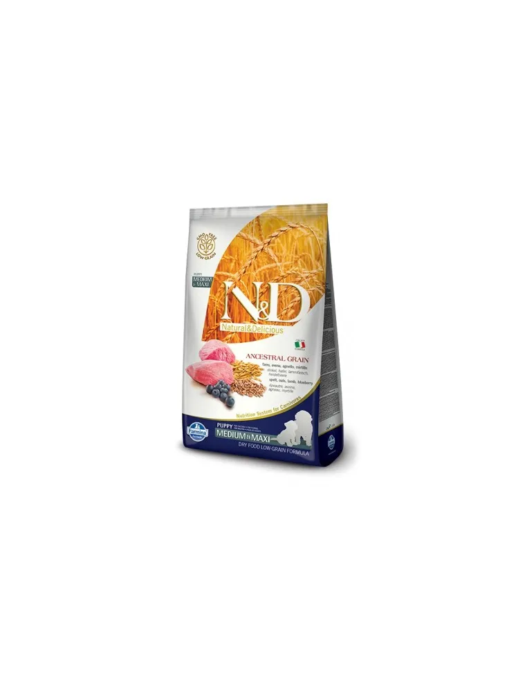 Farmina ned low grain cane puppy medio maxi farro avena agnello e mirtillo 12 kg