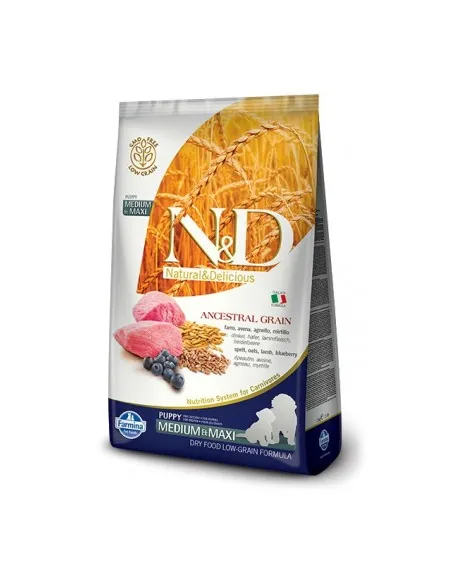 Farmina ned low grain cane puppy medio maxi farro avena agnello e mirtillo 12 kg
