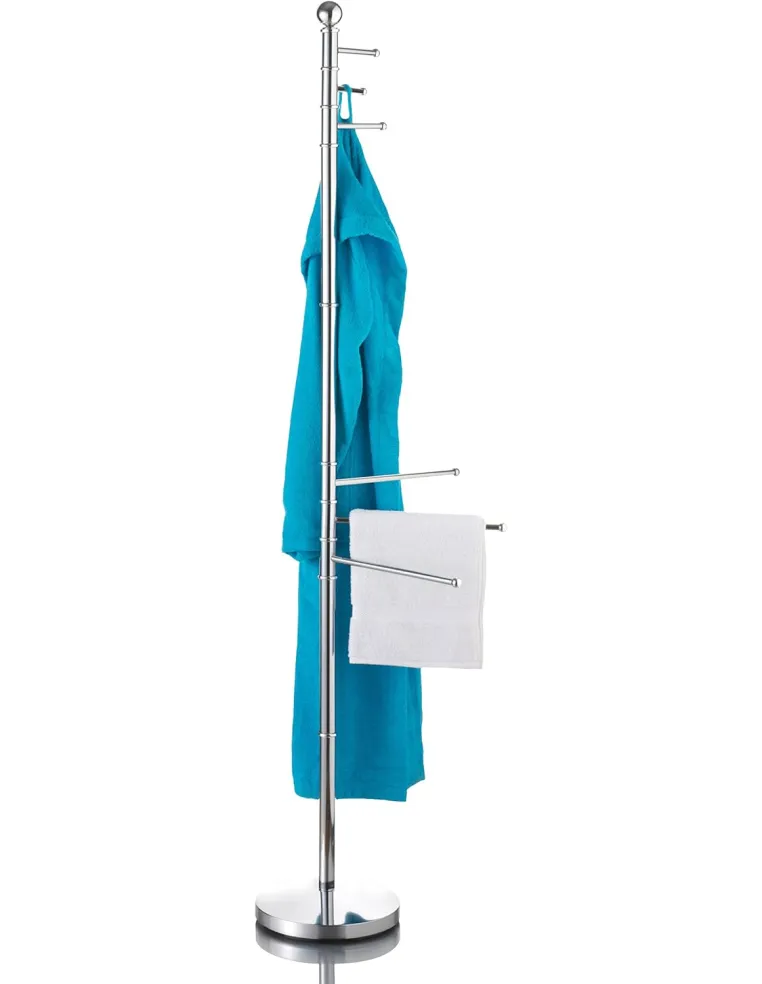 Piantana Porta Asciugamani 6 bracci in acciaio cromato altezza cm 177