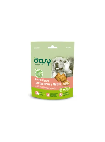 Biscotto Ripieno Oasy 80gr Salmone Mirtilli Dog Snack