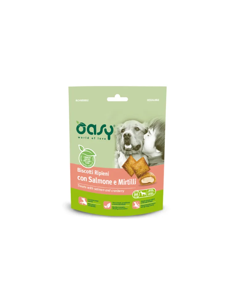 Biscotto Ripieno Oasy 80gr Salmone Mirtilli Dog Snack