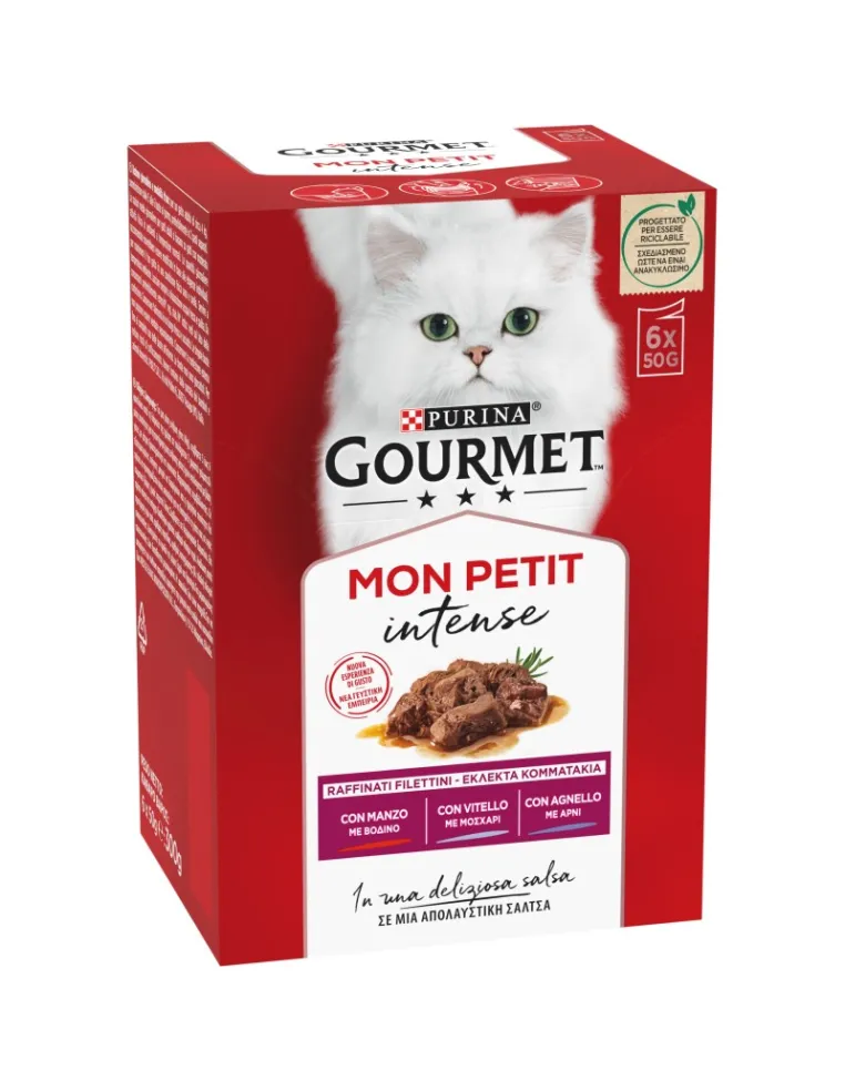 Cat Gourmet MonPetit Manzo Vitello Agnello 6x50gr