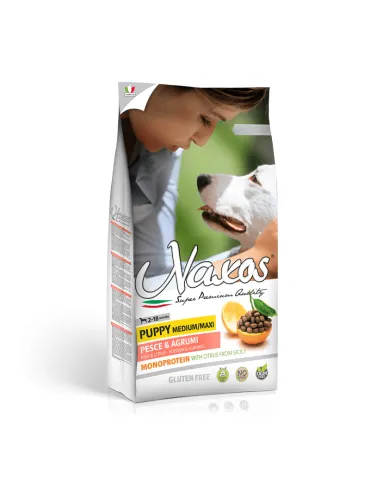 Dog Naxos Puppy Med/Maxi Pesce Agrumi 12kg