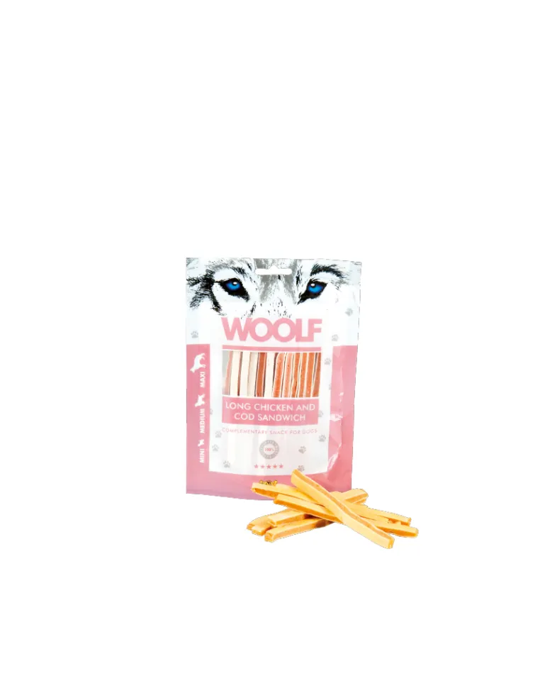 Dog Snack Woolf Sandwich Pollo Merluz 100gr
