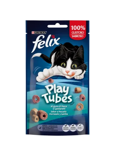 Felix Play Tubes Snack Gatto 50g Pesce Gamberetti