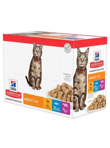 Hills Science Plan Adult Pollo Manzo Pesce 12x85gr