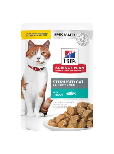 Hills Science Plan Sterilised Cat Food Trout 85g Pouch