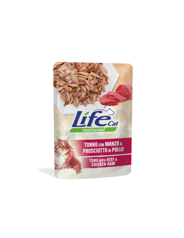 LifeCat Tonno, Manzo e Prosciutto Busta 70g