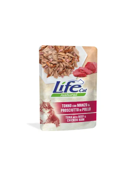 LifeCat Tonno, Manzo e Prosciutto Busta 70g