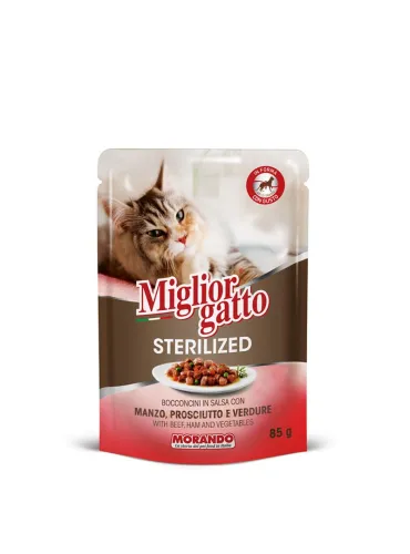 Migliorgatto Sterilized Manzo e Prosciutto 85g Busta