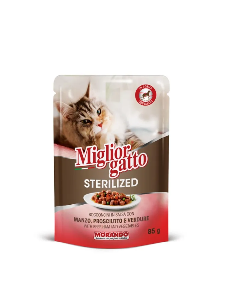 Migliorgatto Sterilized Manzo e Prosciutto 85g Busta