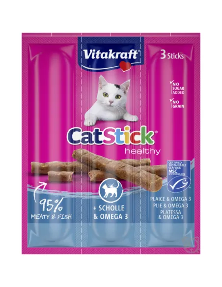 Mini Sticks Vitakraft 18g Platessa Omeg Snack per Gatti
