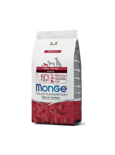 Monge Senior Mini Pollo 3kg Alimento per Cani Anziani