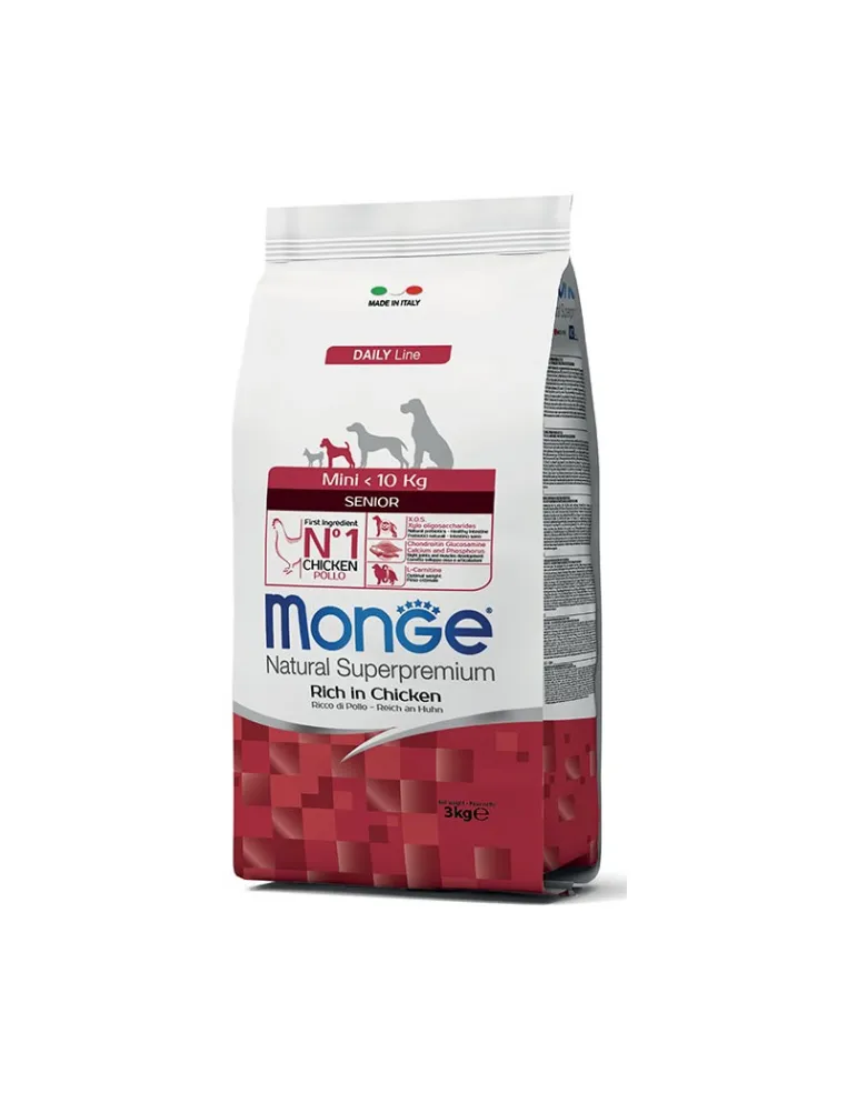 Monge Senior Mini Pollo 3kg Alimento per Cani Anziani