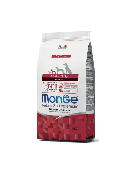 Monge Senior Mini Pollo 3kg Alimento per Cani Anziani