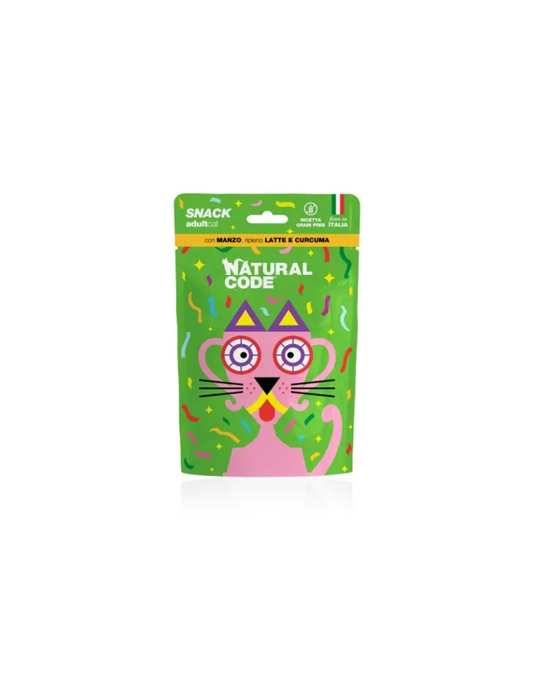Natural Code Cat Snack Adult Manzo Curcuma 60g