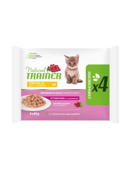 Natural Trainer Kitten Pollo 4 Buste da 85g Natural Trainer Kitten Pollo 4 Buste da 85g