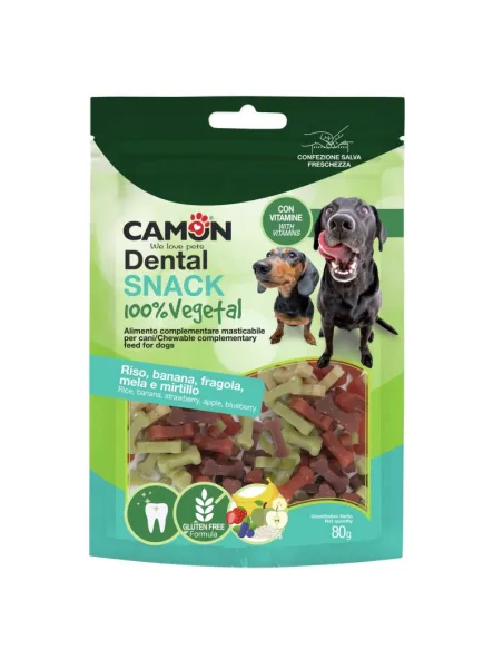 Osso Riso Banana Fragola Bauveg Snack per Cani 80gr Osso Riso Banana Fragola Bauveg Snack per Cani 80gr