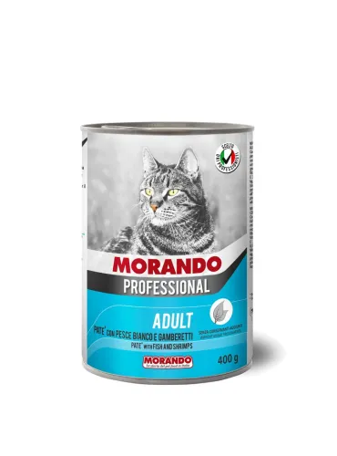 Paté Pesce Bianco e Gamberetti Cat Morando Professional Adult 400g