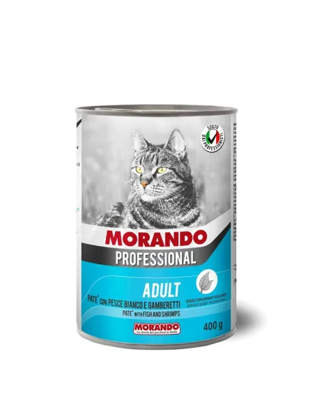 Paté Pesce Bianco e Gamberetti Cat Morando Professional Adult 400g