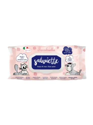Salviette Acqua Rose per Cani e Gatti 40 Pezzi