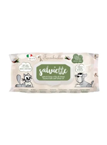 Salviette Cocco Cotone per Cani e Gatti 40 Pezzi