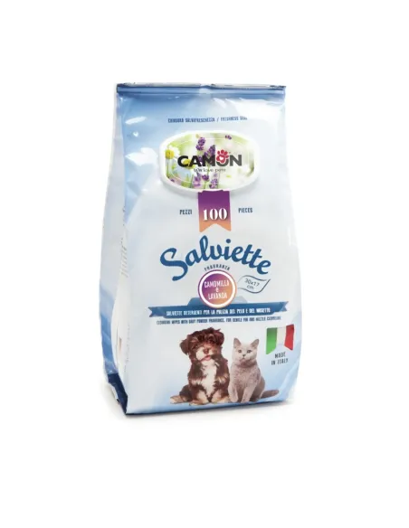 Salviette Lavanda e Camomilla 100 Pezzi per Cani e Gatti