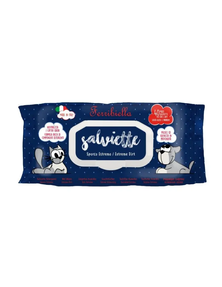 Salviette Sporco Estremo 40 Pezzi per Cani e Gatti