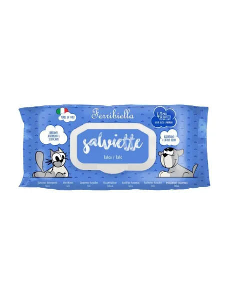 Salviette Talco per Cani e Gatti 40 Pezzi