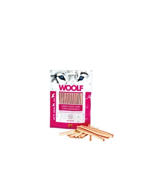 Sandwich Lungo Anatra Merlu Dog Snack Woolf 100gr