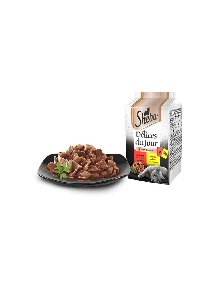 Sheba D.Dujour Gustosa Pollo e Manzo in Salsa 6x50gr