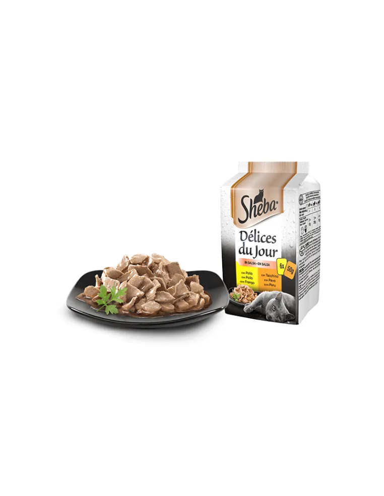 Sheba Delizia del Giorno Pollo Tacchino Verdure Salsa 6x50g