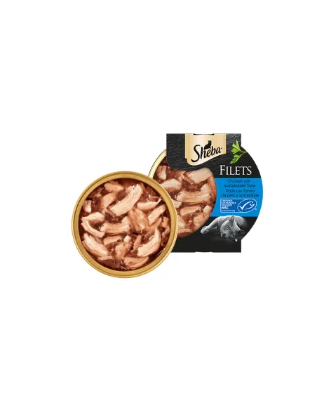 Sheba Filets Pollo Tonno 60g Cibo per Gatti Sheba Filets Pollo Tonno 60g Cibo per Gatti