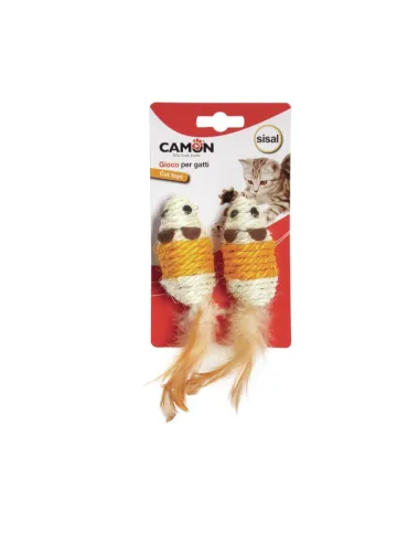 Topo con Piuma in Sisal per Gatto Gioco Interattivo