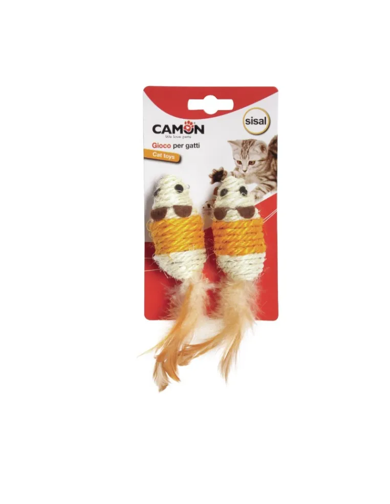 Topo con Piuma in Sisal per Gatto Gioco Interattivo