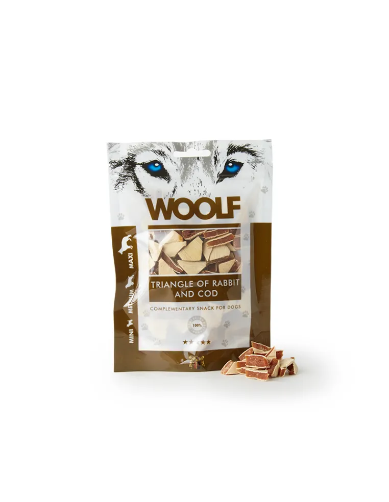 Triangolini Coniglio Merluz Dog Snack Woolf 100gr