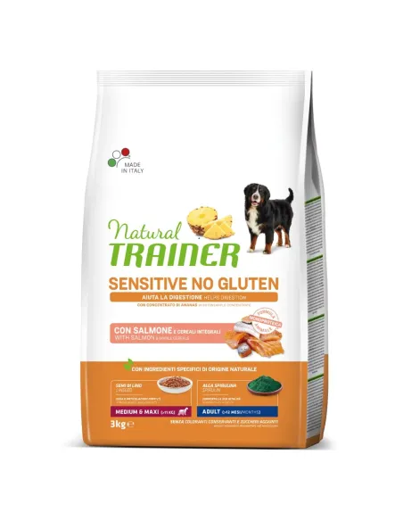 Natural trainer Sensitive cane No Gluten Medium e Maxi Adult Salmone 3 kg