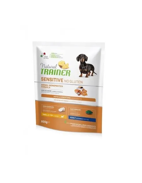 Natural trainer Sensitive cane No Gluten small e toy Adult Salmone 800 gr Natural trainer Sensitive cane No Gluten small e toy Adult Salmone 800 gr