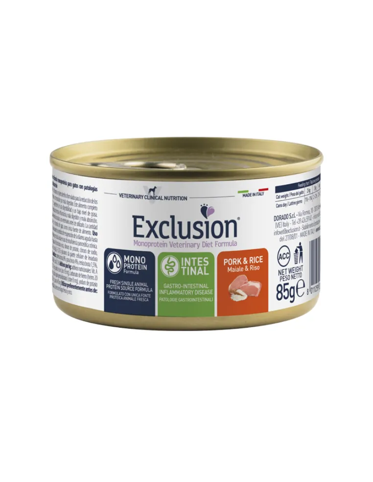 Exclusion Cat Intestinal Maiale Riso 85 gr
