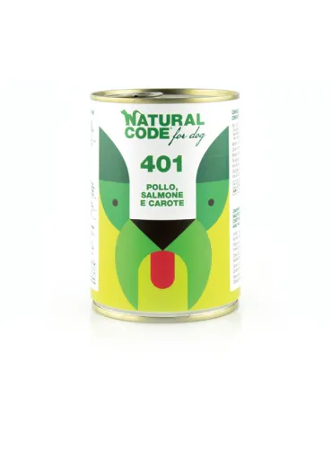 Natural code 401 cane pollo salmone e carote 400 gr