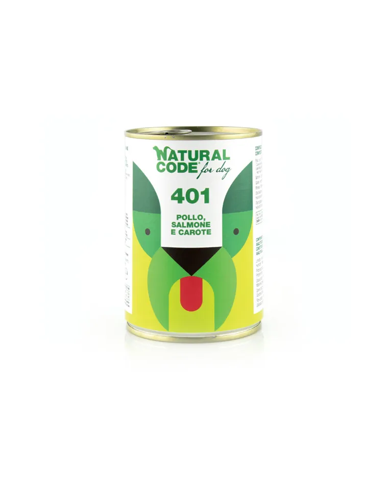 Natural code 401 cane pollo salmone e carote 400 gr